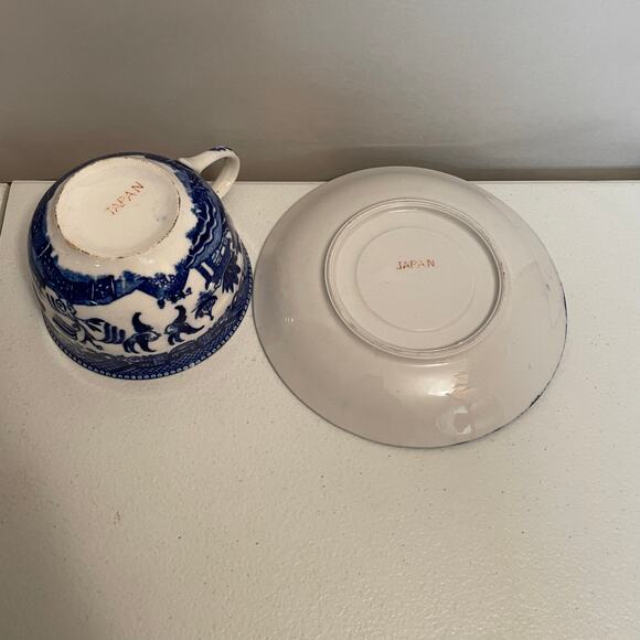 Vintage blue willow porcelain Cup and saucer Japan‎ - Picture 5 of 8